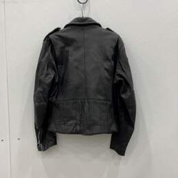 Reed Womens Black Leather Long Sleeve Asymmetrical Zip Motorcycle Jacket Sz R42 alternative image
