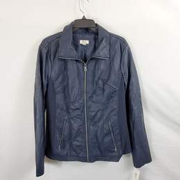 Style & Co Women Blue Leather Jacket Sz XL Nwt