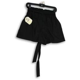 NWT Altar'd State Womens Black Elastic Waist Belted Paperbag Shorts Size L alternative image