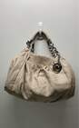 Michael Kors Fulton Beige Pleated Leather Satchel Bag image number 1