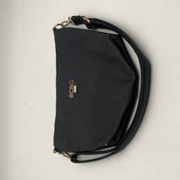 Womens Black Leather Classic Single Adjustable Strap Zipper Shoulder Bag