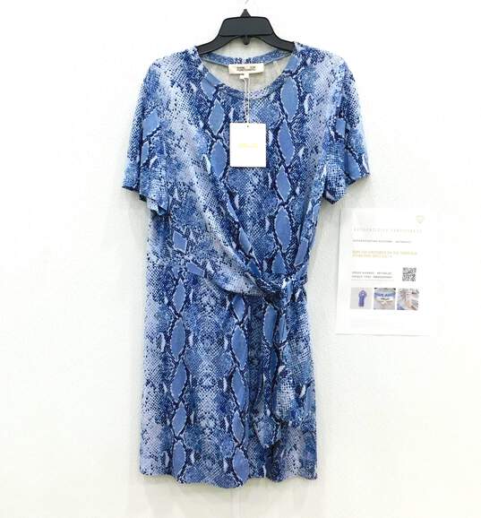 Women's Diane Von Furstenberg Silk Teresa Blue Python Print Dress image number 1