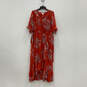 NWT Womens Red White Floral Pleated Short Sleeve Ruffled Wrap Dress Size 1X image number 1