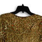 NWT Womens Brown Red Animal Print Pleated 3/4 Sleeve Blouse Top Size Small image number 4
