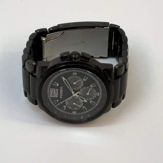 Designer Fossil FS-4123 Black Stainless Steel Round Quartz Analog Wristwatch image number 2