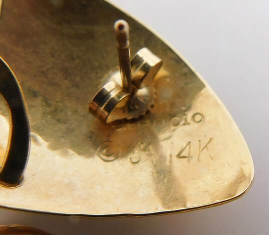John Atencio Designer 14K Yellow Gold Hammered Interlocked Hoop Drop Dangle Earrings 6.1g image number 5