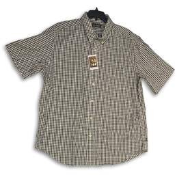 NWT Chaps Mens Brown Check Short Sleeve Button-Down Casual Shirt Size XXL