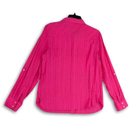 Womens Pink Collared Pocket Long Sleeve Button-Up Shirt Size Large alternative image