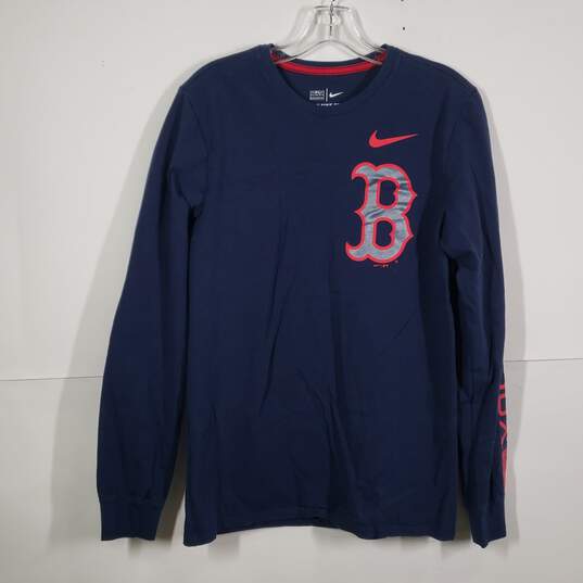 Mens Dri Fit Boston Red Sox Crew Neck Long Sleeve Pullover T-Shirt Size Medium image number 1