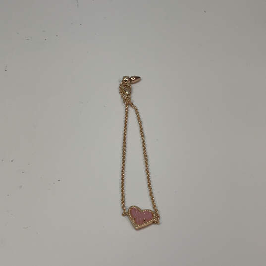 Designer Kendra Scott Gold-Tone Link Chain Heart Shape Charm Bracelet image number 1