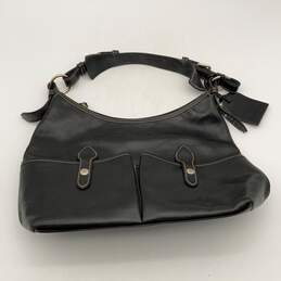 Dooney & Bourke Womens Black Leather Adjustable Strap Outer Pockets Hobo Bag