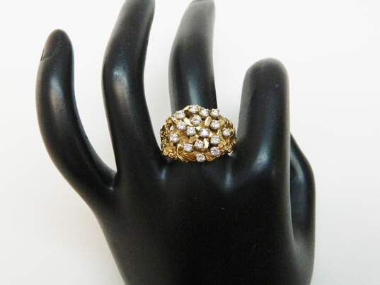 Vintage 14K Yellow Gold 0.64 CTTW Round Diamond Brutalist Ring 9.8g image number 3