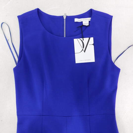 DVF Diane Von Furstenberg Purple Rayon Stretch Blend Mini Sheath Dress Size 0 NWT with COA image number 5