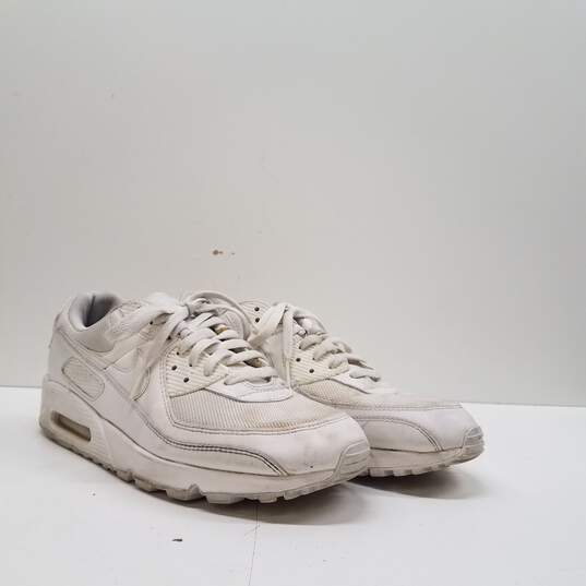 Nike Air Max 90 Recraft Triple White Athletic Shoes Men's Size 11.5 image number 3