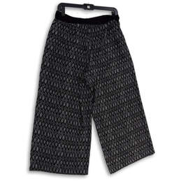 NWT Womens Black Printed Elastic Waist Pockets Wide Leg Capri Pants Size L alternative image
