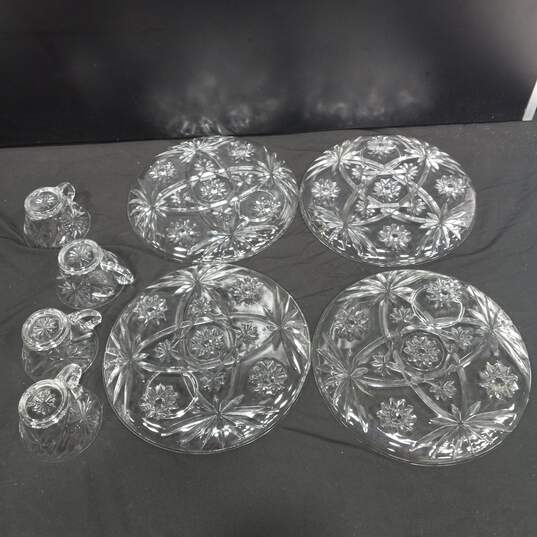 Vintage Bundle of 4 Glass Plates w/Matching Cups image number 3