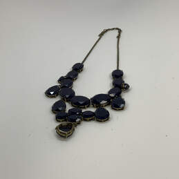 Designer J Crew Gold-Tone Chain Blue Acrylic Stone Clasp Statement Necklace