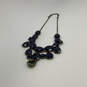 Designer J Crew Gold-Tone Chain Blue Acrylic Stone Clasp Statement Necklace image number 1