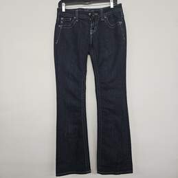 Dark Blue Denim Bootcut Embellished Jeans