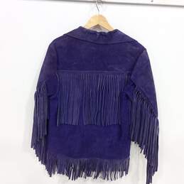 Vintage Women's Purple Suede Leather Fringe Jacket alternative image