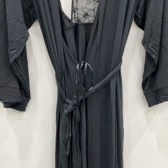 NWT Womens Black Long Sleeve Belted CLF Racerback Open Front Robe Size XL image number 4