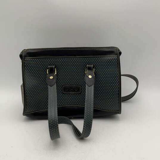 NWT Womens Black Blue Double Handle Inner Pocket Zipper Shoulder Bag Purse