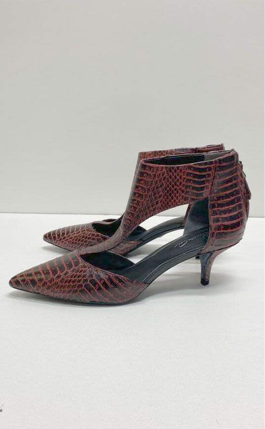 Kenneth Cole T-Strap Red Reptile Print Heels Women 7.5 image number 2