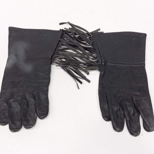 Unbranded Men's Black Leather Motorcycle Gloves Size XL image number 2
