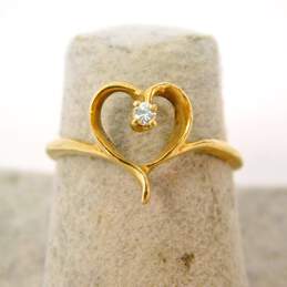 14K Yellow Gold Diamond Accent Heart Ring 1.4g alternative image