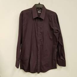 Mens Brown Cotton Long Sleeve Collared Formal Dress Shirt Size 16.5/42