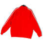 Mens Red Striped Mock Neck Long Sleeve Full-Zip Track Jacket Size XL image number 2
