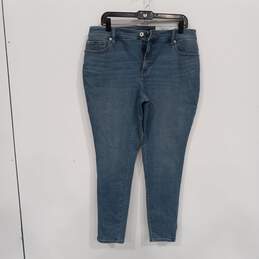 I.N.C. Women's Blue Core Denim Mid Rise Skinny Jeans Size 16 with Tag