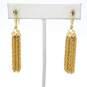 VNTG Crown Trifari Gold Tone Clip-On Chain Tassel Drop Dangle Earrings 12.1g image number 1