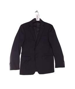 Mens Black Long Sleeve Single Breasted Two Button Notch Lapel Jacket Coat Sz XL