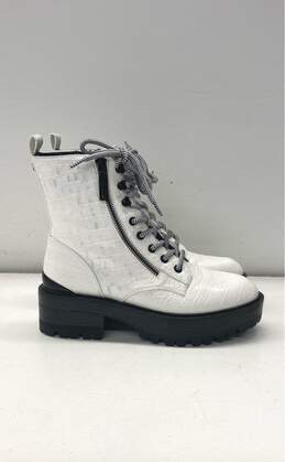 Guess Embossed Fearne Combat Boots White 7.5