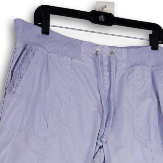 Buy the Womens Blue Flat Front Elastic Waist Stretch Pocktes Capri Pants  Size XL