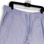 Womens Blue Flat Front Elastic Waist Stretch Pocktes Capri Pants Size XL image number 3