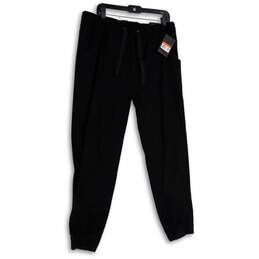 NWT Mens Black Elastic Waist Zip Pocket Drawstring Jogger Pants Size Medium