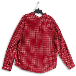 Mens Red Plaid Long Sleeve Pocket Collared Button Up Shirt Size 2XL alternative image