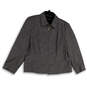 Womens Black Long Sleeve Spread Collar Regular Fit Full-Zip Jacket Size 16 image number 1