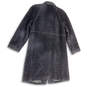 Womens Black Faux Fur Long Sleeve Pockets Button Front Overcoat Size 6 image number 2