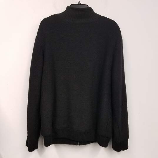 Mens Black Long Sleeve Cable Knit Full-Zip Sweater Size Large image number 2
