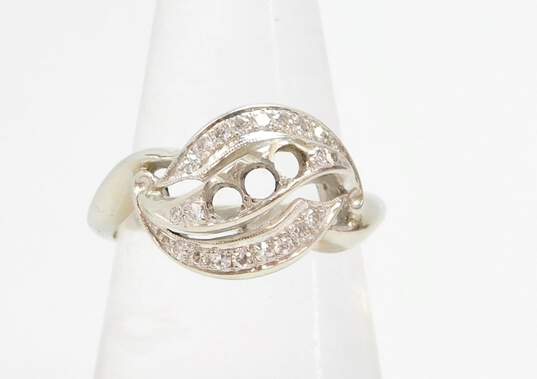 Vintage 10K White Gold 0.26 CTTW Diamond Ring Setting- For Repair 4.5g image number 1