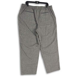 Womens Gray Pinstripe Elastic Waist Flat Front Pull-On Cropped Pants Sz XXL alternative image