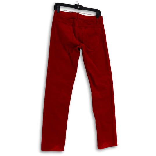 Womens Red Corduroy Flat Front Straight Leg Ankle Pants Size 4 image number 2