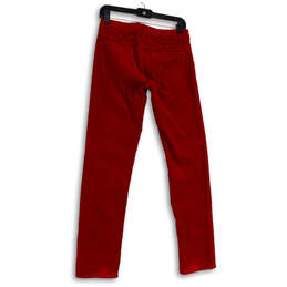 Womens Red Corduroy Flat Front Straight Leg Ankle Pants Size 4 alternative image