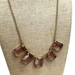 Designer J. Crew Gold-Tone Pink Rectangle Crystal Stone Pendant Necklace alternative image