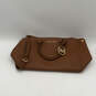 Womens Brown Leather Adjustable Strap Inner Pocket Bottom Studs Satchel Bag image number 1