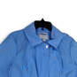 Womens Blue Drawstring Waist Long Sleeve Hooded Jacket Size Medium image number 3