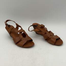 ASH Womens Brown Open Toe High Wedge Heel Buckle Strappy Sandals Size 36.5